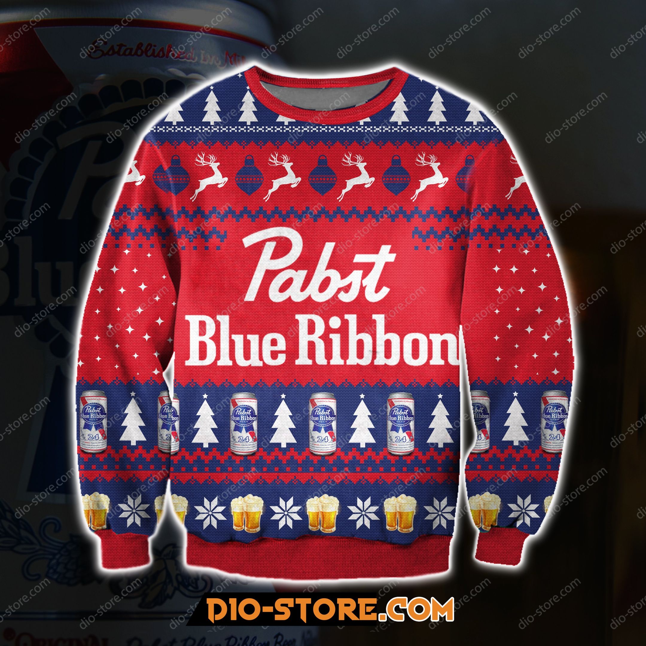 Pattern Pabst Blue Ribbon Beer Ugly Christmas Sweater Pattern Pabst Blue Ribbon Beer Ugly Christmas Sweater