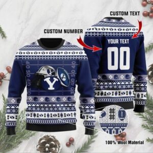 Personalized Custom Name And Number Byu Cougars Custom Christmas For Fans Ugly Christmas Sweater