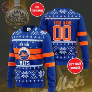 Personalized Custom Name And Number New York Mets Christmas For Fans Ugly Christmas Sweater