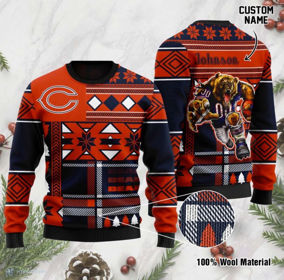 Personalized Custom Name Chicago Bears For Fans Ugly Christmas Sweater Personalized Custom Name Chicago Bears For Fans Ugly Christmas Sweater
