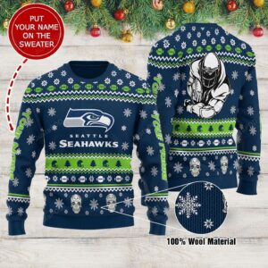 Personalized Custom Name Seattle Seahawks Ugly Christmas Sweater