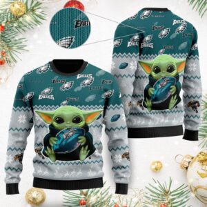 Philadelphia Eagles Baby Yoda Shirt For American Football Fans Ugly Christmas Sweater