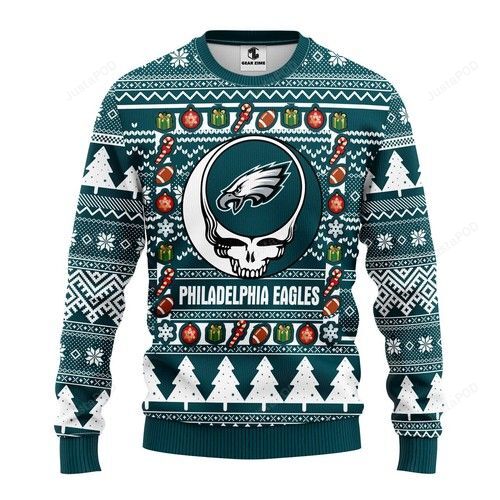 Philadelphia Eagles Grateful Dead Christmas For Fans Ugly Christmas Sweater Philadelphia Eagles Grateful Dead Christmas For Fans Ugly Christmas Sweater