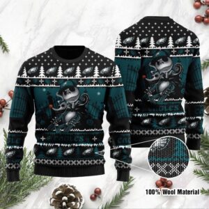 Philadelphia Eagles Jack Skellington Halloween Ugly Christmas Sweater