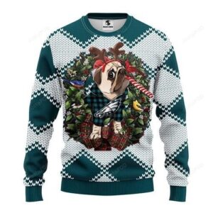 Philadelphia Eagles Pug Dog Christmas For Unisex Ugly Christmas Sweater