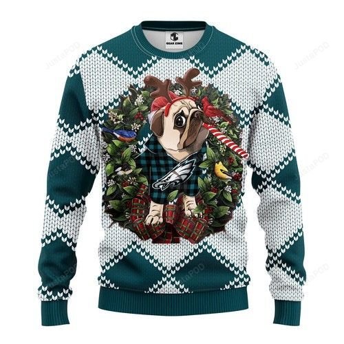 Philadelphia Eagles Pug Dog Christmas For Unisex Ugly Christmas Sweater Philadelphia Eagles Pug Dog Christmas For Unisex Ugly Christmas Sweater