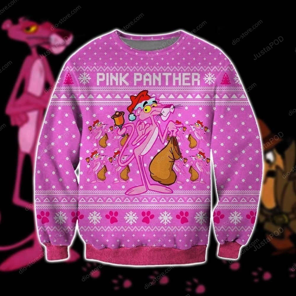 Pink Panther Knitting Pattern 3d Print Ugly Christmas Sweater Pink Panther Knitting Pattern 3d Print Ugly Christmas Sweater