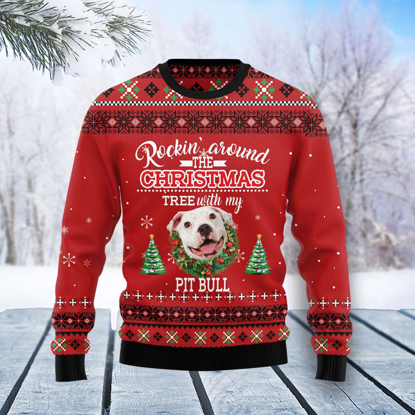 Pitbull Rockin Ugly Christmas Sweater Pitbull Rockin Ugly Christmas Sweater