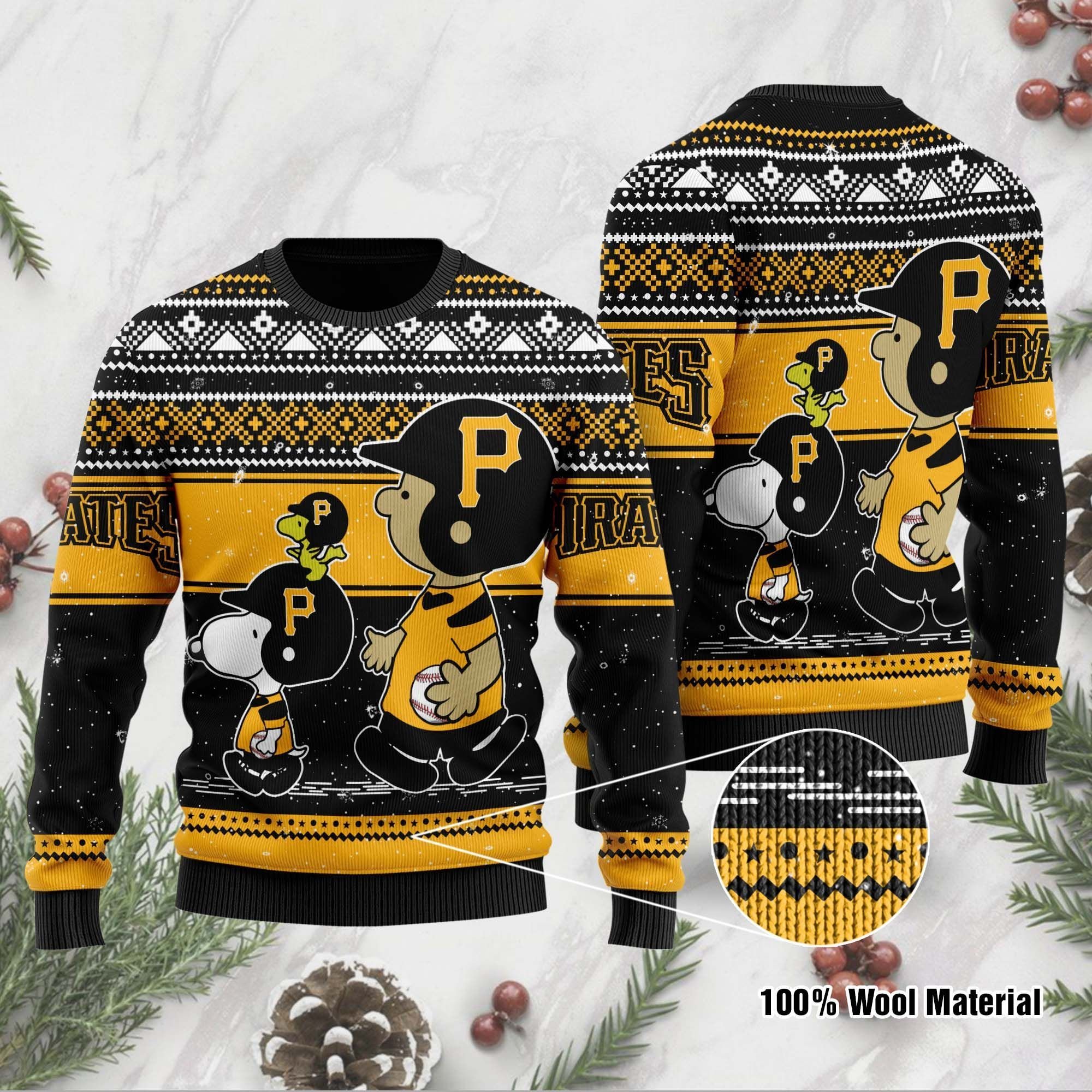 Pittsburgh Pirates Charlie Brown Snoopy Wear Football Jersey Ugly Christmas Sweater Pittsburgh Pirates Charlie Brown Snoopy Wear Football Jersey Ugly Christmas Sweater