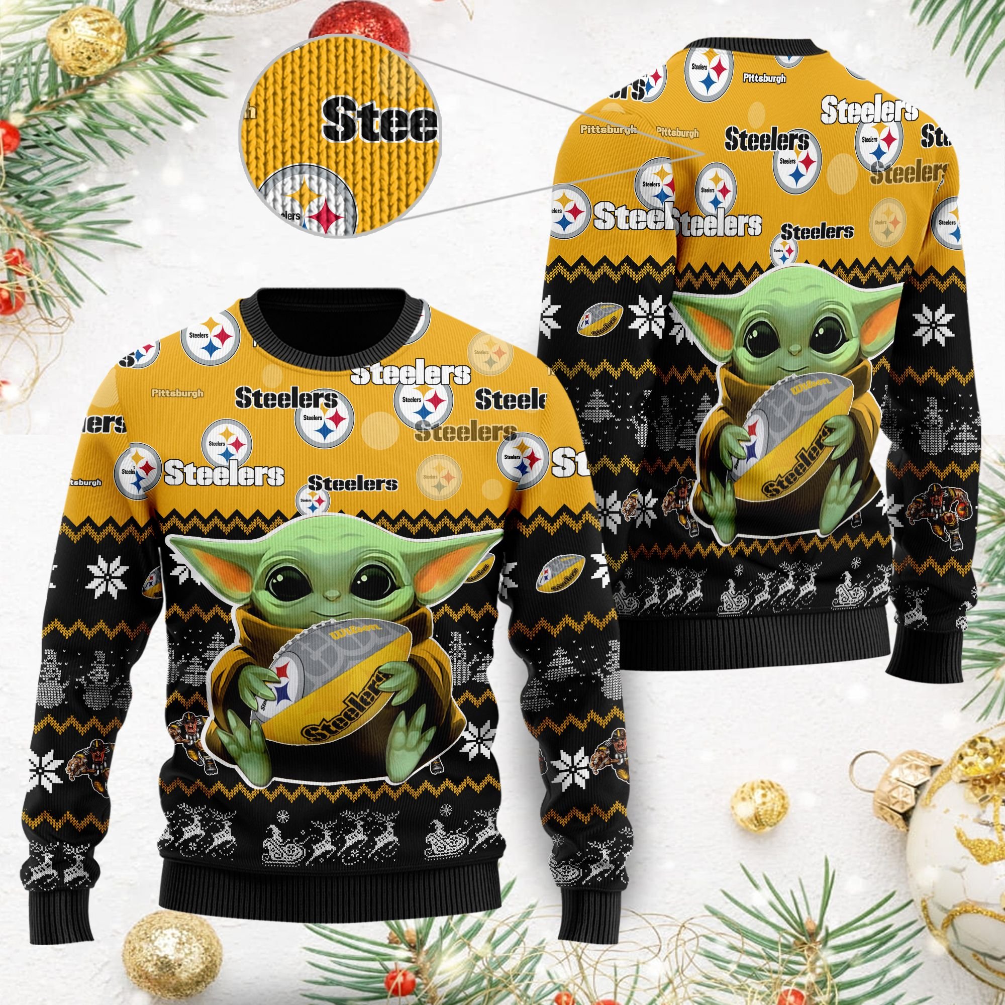 Pittsburgh Steelers Baby Yoda Shirt For American Football Fans Ugly Christmas Sweater Pittsburgh Steelers Baby Yoda Shirt For American Football Fans Ugly Christmas Sweater