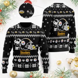 Pittsburgh Steelers Cute The Snoopy Show Football Helmet 3D All Over Print Ugly Christmas Sweater