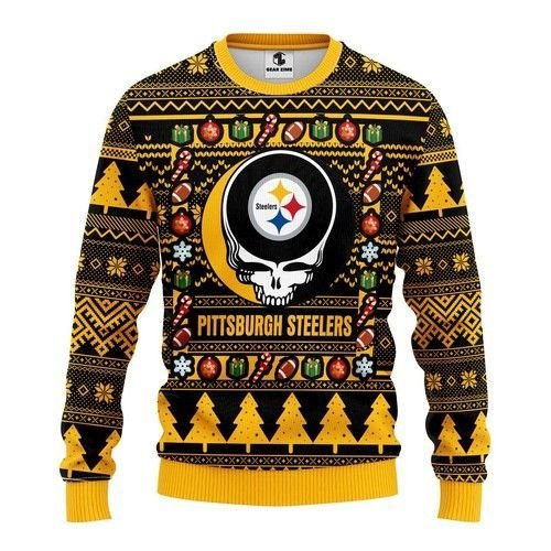 Pittsburgh Steelers Grateful Dead Ugly Christmas Sweater Pittsburgh Steelers Grateful Dead Ugly Christmas Sweater