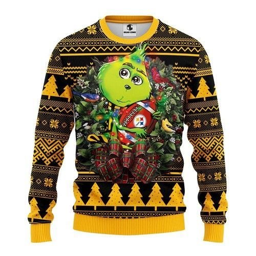 Pittsburgh Steelers Grinch Hug Ugly Christmas Sweater Pittsburgh Steelers Grinch Hug Ugly Christmas Sweater
