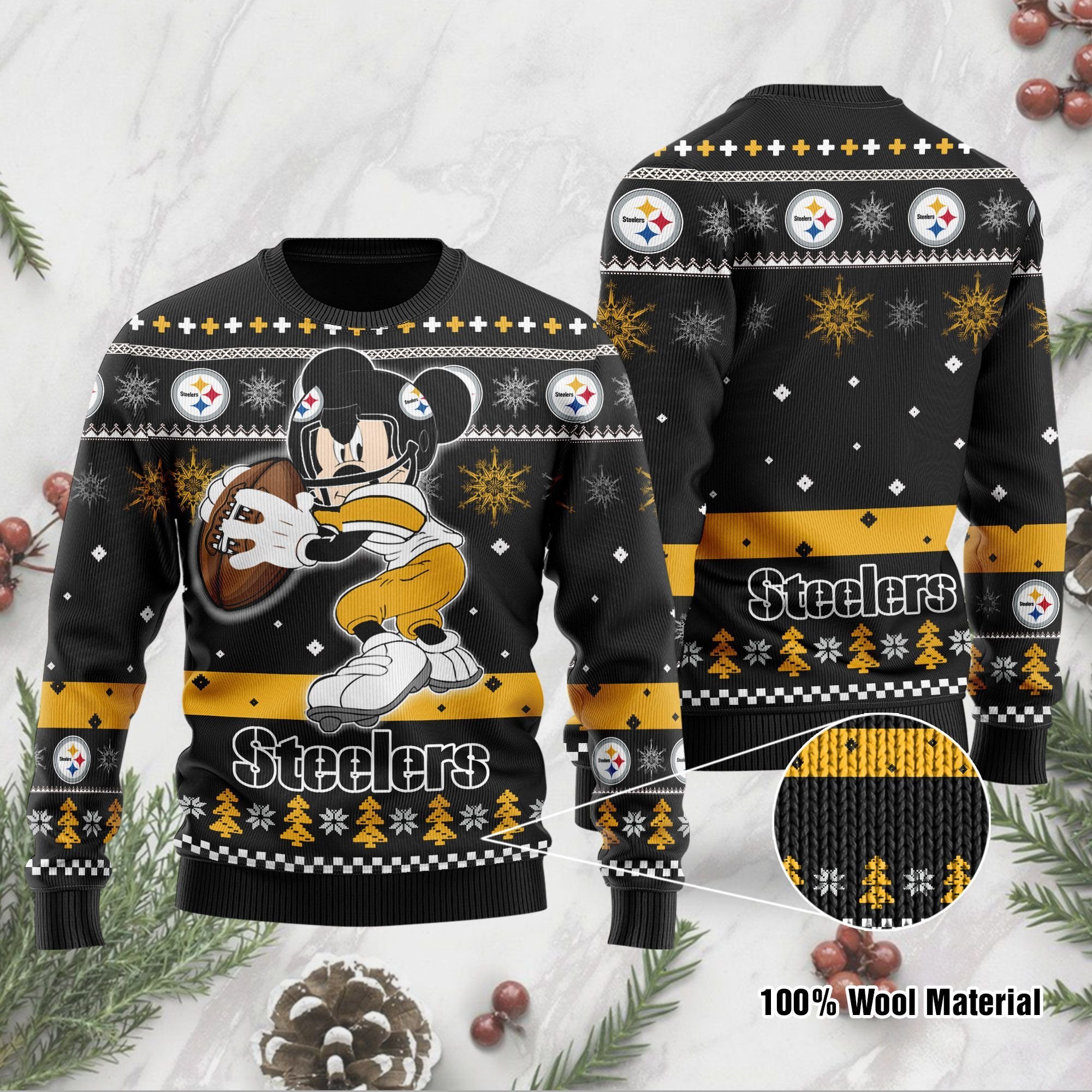 Pittsburgh Steelers Mickey Mouse Funny Ugly Christmas Sweater Pittsburgh Steelers Mickey Mouse Funny Ugly Christmas Sweater