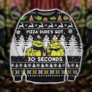 Pizza Dude?s Got 3 Seconds Teenage Mutant Ninja Turtles Ugly Christmas Sweater
