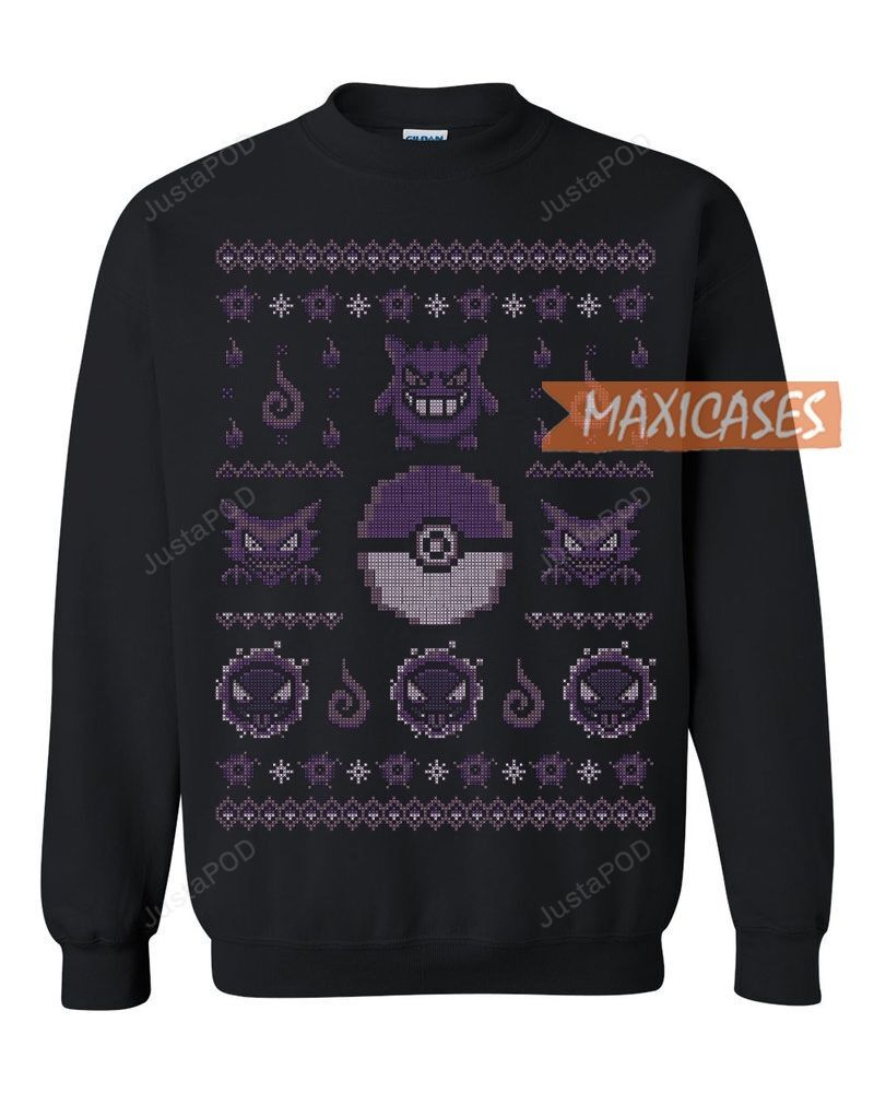 Pokemon Gotta Stitch Em All Ghost Ugly Sweater Pokemon Gotta Stitch Em All Ghost Ugly Sweater