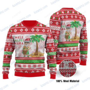 Polynesian Hawaii Santa Claus Summer Ugly Christmas Sweater
