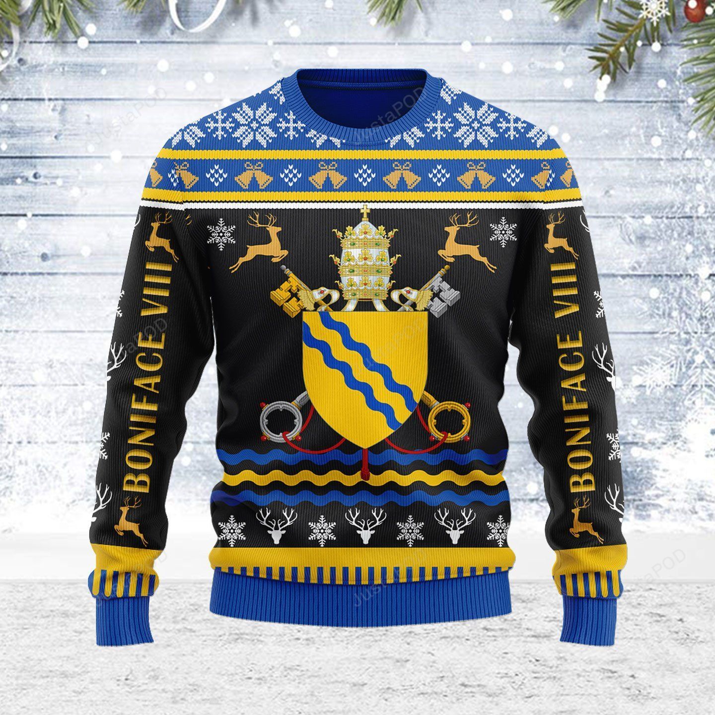 Pope Boniface VIII Coat of Arms Ugly Christmas Sweater Pope Boniface VIII Coat of Arms Ugly Christmas Sweater