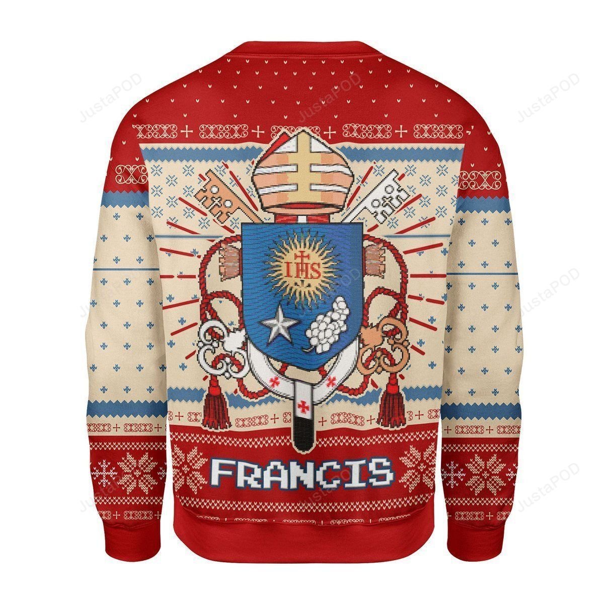 Pope Francis Coat Of Arms Ugly Christmas Sweater Pope Francis Coat Of Arms Ugly Christmas Sweater