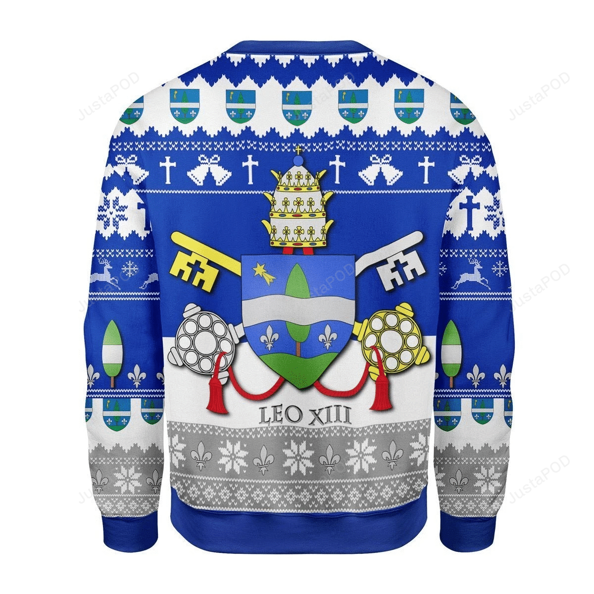 Pope Leo XIII Coat Of Arms Ugly Christmas Sweater Pope Leo XIII Coat Of Arms Ugly Christmas Sweater