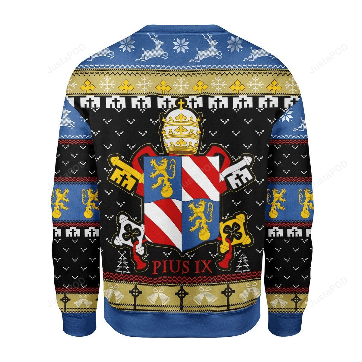 Pope Pius IX Coat Of Arms Ugly Christmas Sweater Pope Pius IX Coat Of Arms Ugly Christmas Sweater