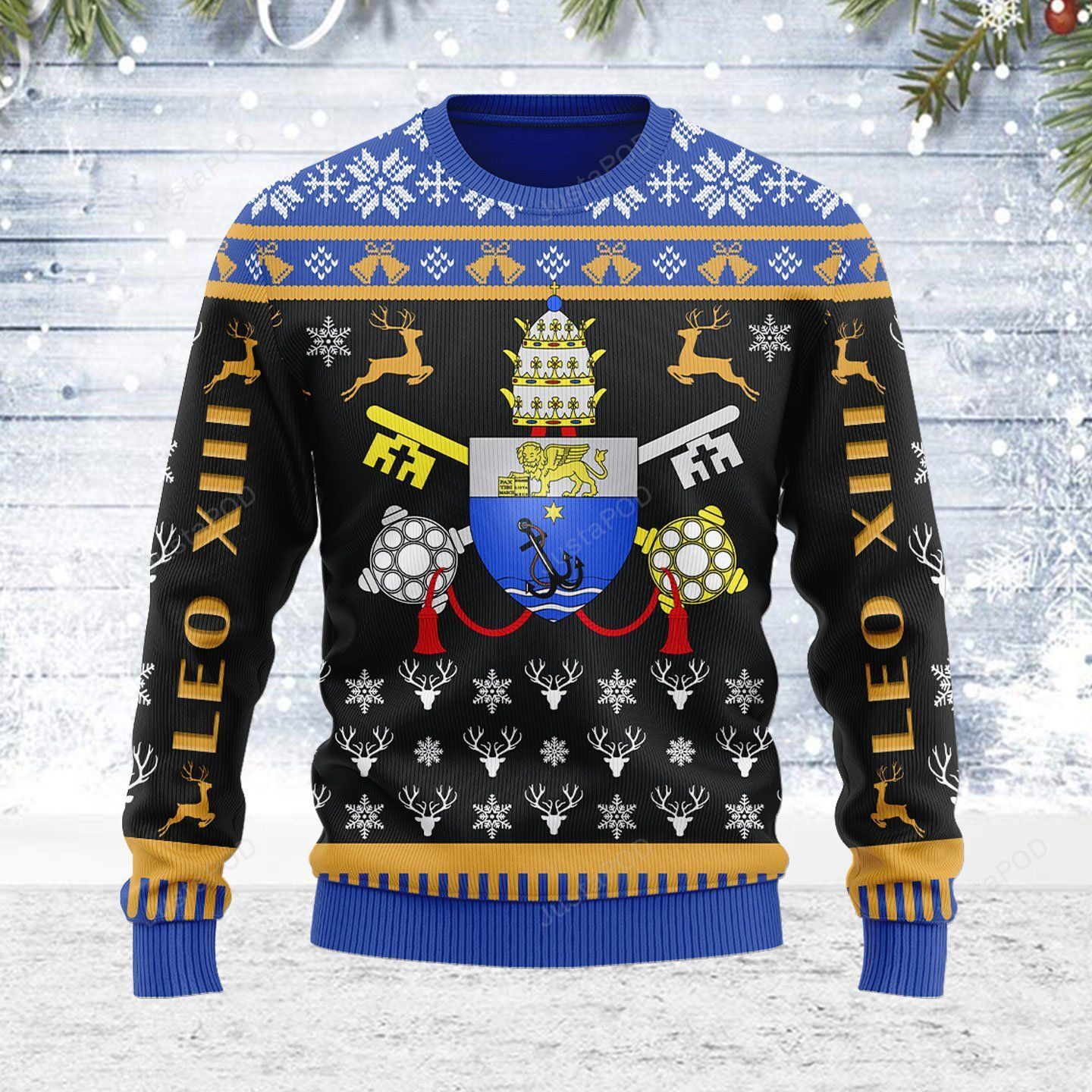 Pope Pius X Coat of Arms Ugly Christmas Sweater Pope Pius X Coat of Arms Ugly Christmas Sweater