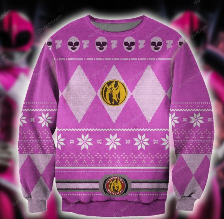 POWER RANGERS PINK KNITTING PATTERN UGLY CHRISTMAS SWEATER POWER RANGERS PINK KNITTING PATTERN UGLY CHRISTMAS SWEATER