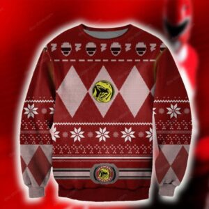POWER RANGERS RED KNITTING PATTERN UGLY CHRISTMAS SWEATER