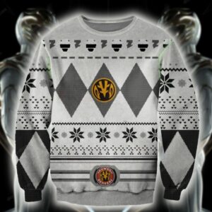 POWER RANGERS WHITE KNITTING PATTERN UGLY CHRISTMAS SWEATER