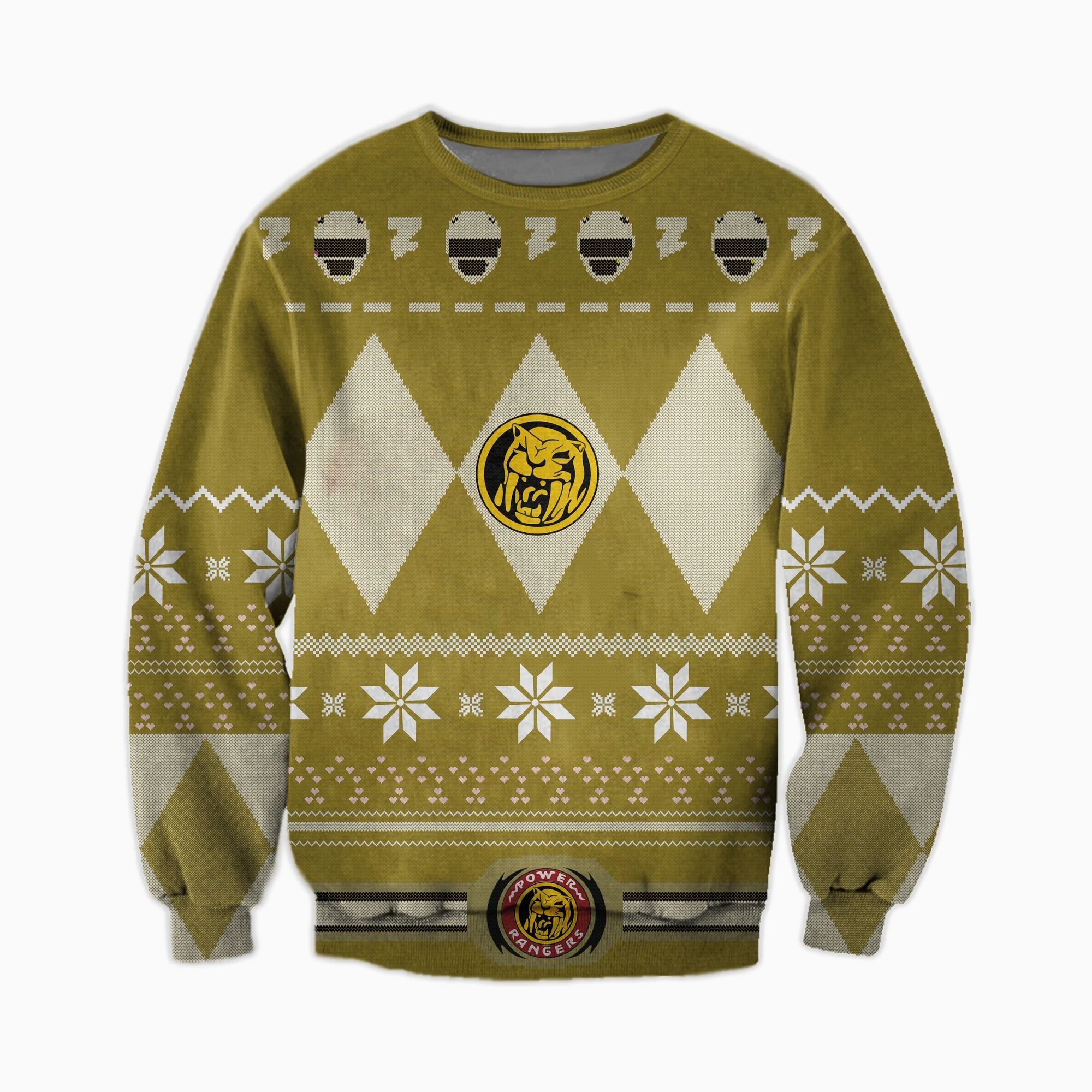 POWER RANGERS YELOW FILM KNITTING PATTERN UGLY CHRISTMAS SWEATER POWER RANGERS YELOW FILM KNITTING PATTERN UGLY CHRISTMAS SWEATER
