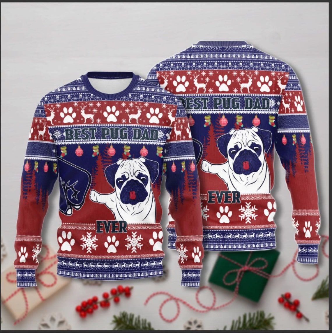 Pug Dog Ugly Christmas Sweater Pug Dog Ugly Christmas Sweater
