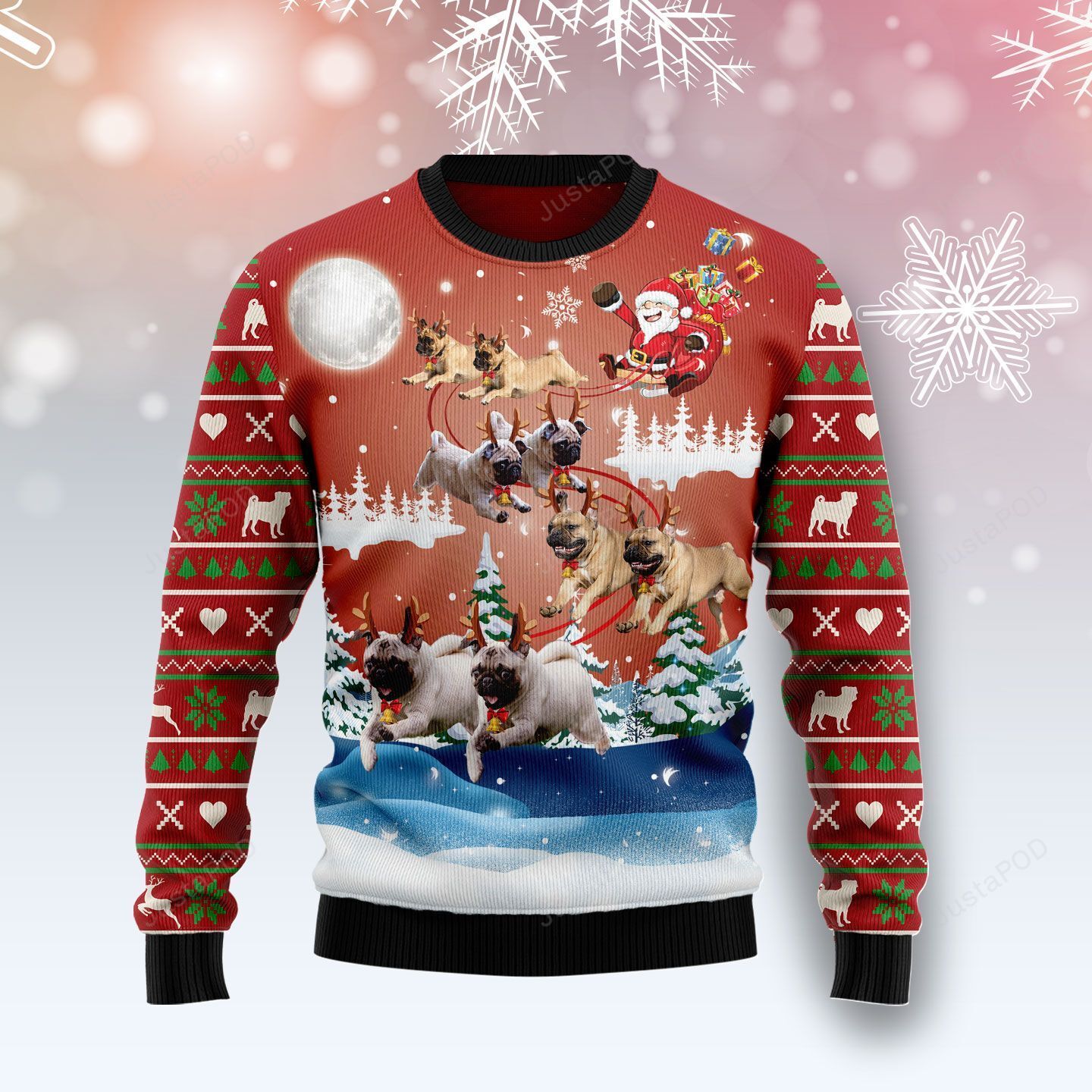 Pug Reindeer Ugly Christmas Sweater Pug Reindeer Ugly Christmas Sweater