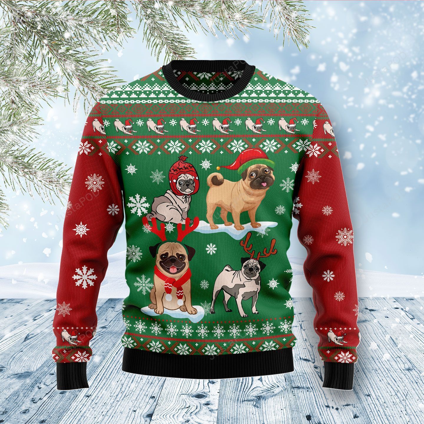 Pug Snow Day Ugly Christmas Sweater Pug Snow Day Ugly Christmas Sweater