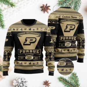 Purdue Boilermakers Football Team Logo Personalized Ugly Christmas Sweater