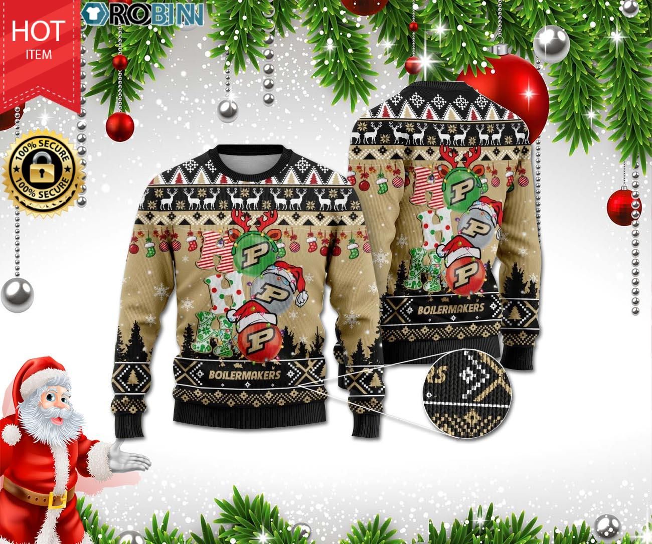 Purdue Boilermakers Ho Ho Ho Ugly Christmas Sweater Purdue Boilermakers Ho Ho Ho Ugly Christmas Sweater