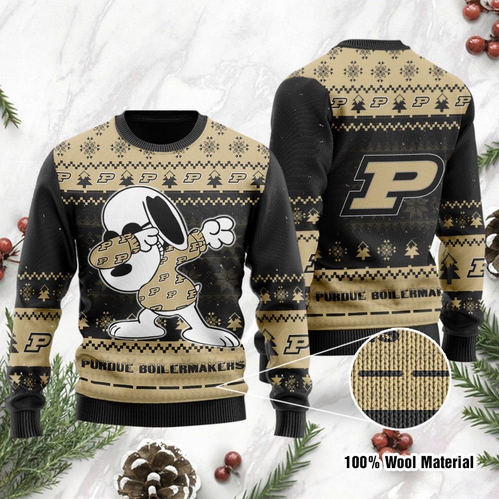 Purdue Boilermakers Snoopy Dabbing Ugly Christmas Sweater Purdue Boilermakers Snoopy Dabbing Ugly Christmas Sweater