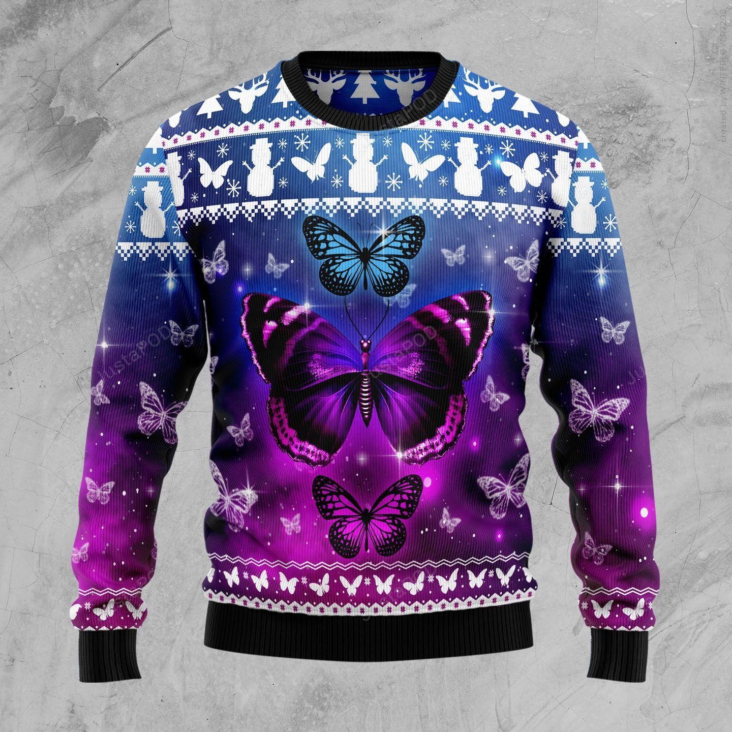 Purple Butterfly Ugly Christmas Sweater Purple Butterfly Ugly Christmas Sweater