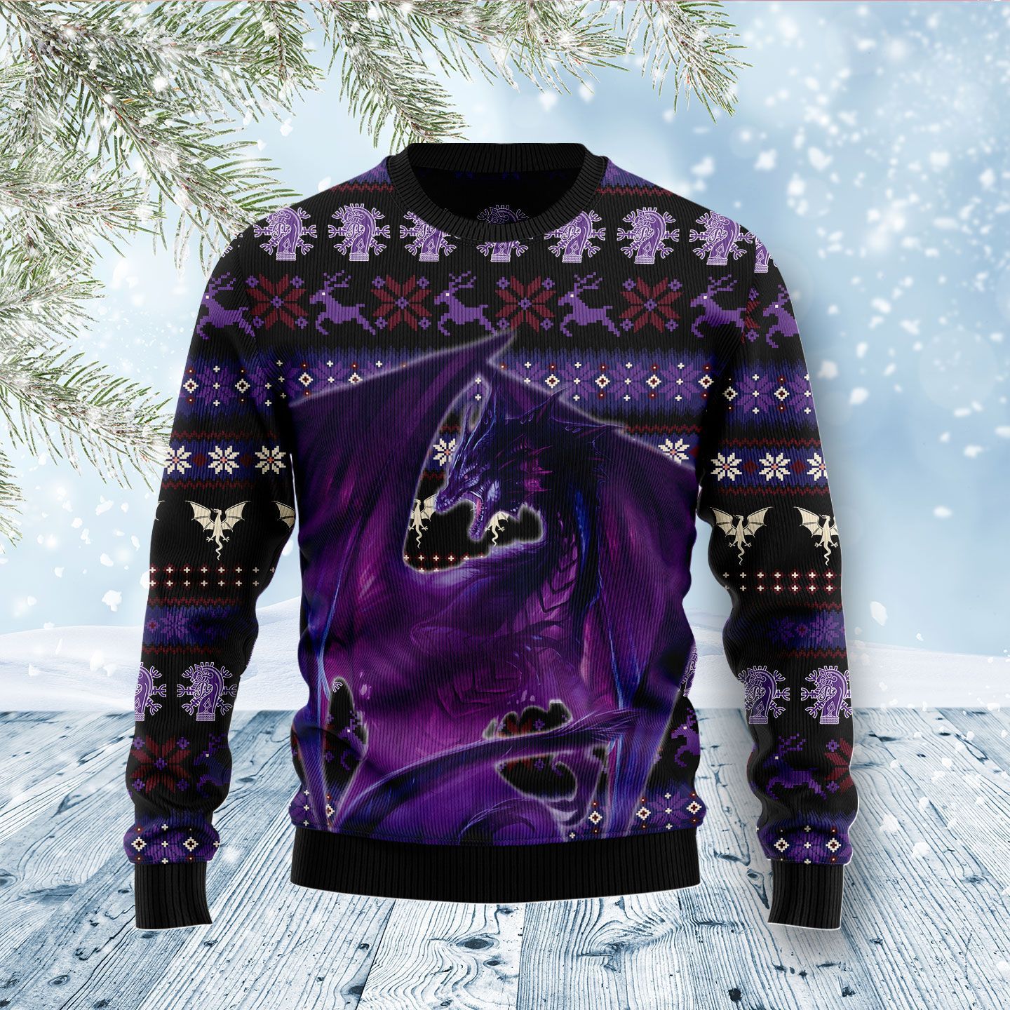 Purple Dragon Ugly Christmas Sweater Purple Dragon Ugly Christmas Sweater