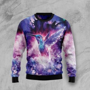 Purple Hummingbird Ugly Christmas Sweater