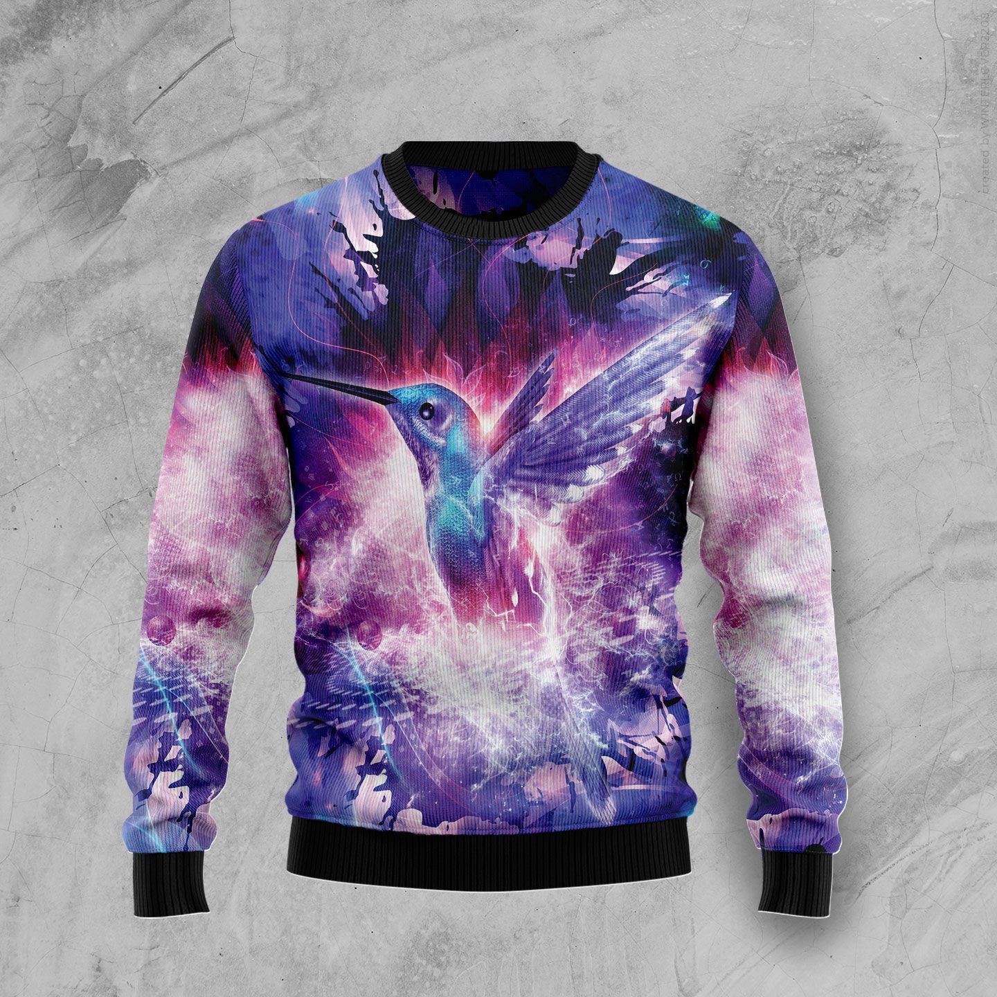 Purple Hummingbird Ugly Christmas Sweater Purple Hummingbird Ugly Christmas Sweater