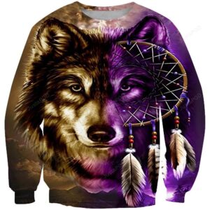 Purple Wolf Dreamcatcher Ugly Christmas Sweater