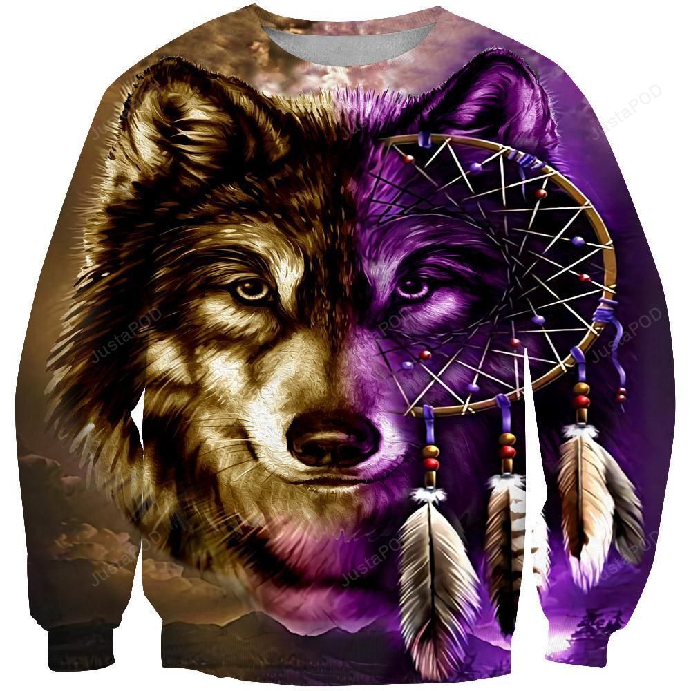 Purple Wolf Dreamcatcher Ugly Christmas Sweater Purple Wolf Dreamcatcher Ugly Christmas Sweater