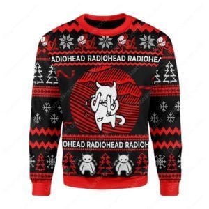 Radiohead White Cat For Cat Lovers Ugly Christmas Sweater