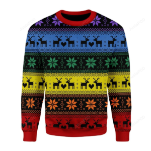 Rainbow Deer LGBT Ugly Christmas Sweater
