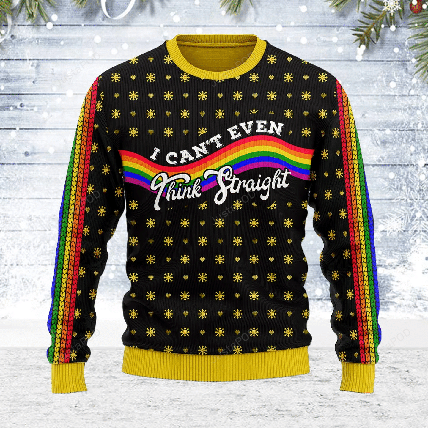 Rainbow LGBT Flag Ugly Christmas Sweater Rainbow LGBT Flag Ugly Christmas Sweater
