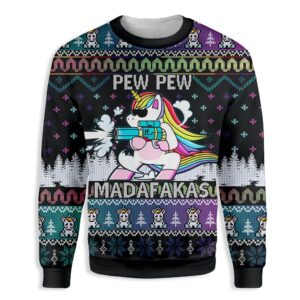 Rainbow Pew Pew Madafakas Ugly Christmas Sweater