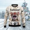 Red Glasses Cat Caffeine Ugly Christmas Sweater