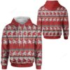 Red Reindeer Christmas 3D All Over Print Hoodie
