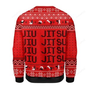 Red Snowflake Pattern JIU JITSU JESUS Christmas For Unisex Ugly Christmas Sweater