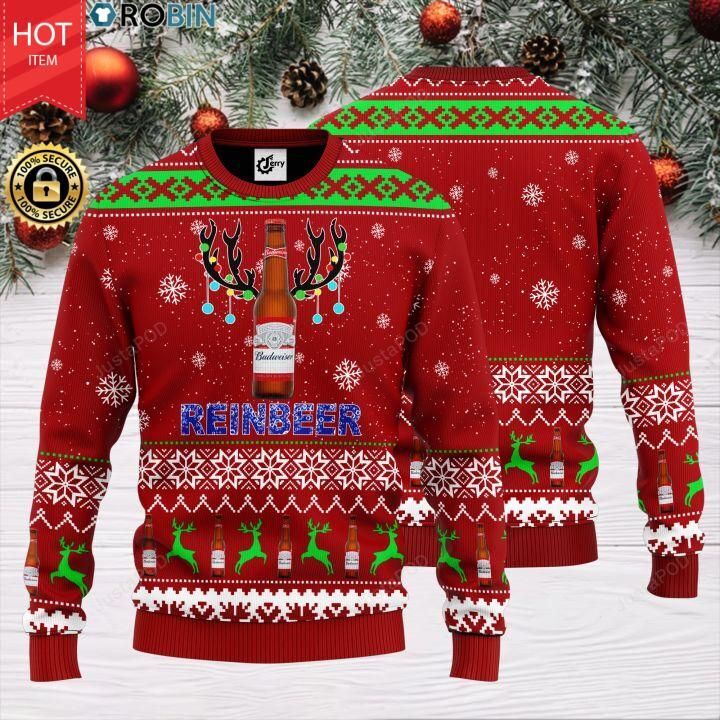 Reinbeer Budweiser Ugly Christmas Sweater Reinbeer Budweiser Ugly Christmas Sweater
